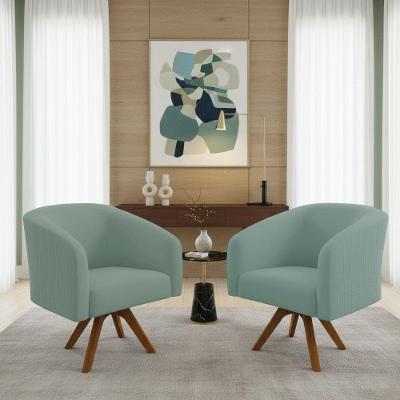 Kit 2 Poltronas Decorativas Stella Giratória Veludo Cotelê Verde D'Rossi