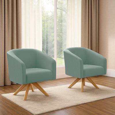 Kit 2 Poltronas Decorativas Stella Giratória Veludo Cotelê Verde D'Rossi