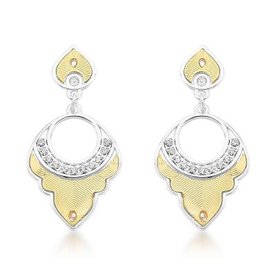 Brinco Folhas Do Limoeiro Com Cristais E Revestimento Ouro E Prata