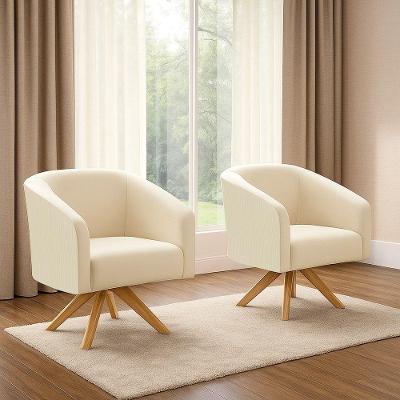 Kit 2 Poltronas Decorativas Stella Giratória Veludo Cotelê Bege D'Rossi