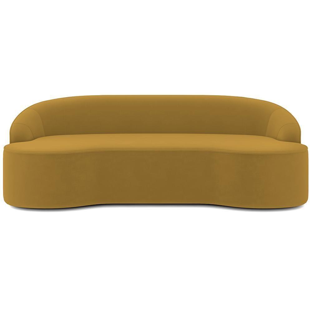 Sofá 4 Lugares Curvo Sala De Estar Living Lótus D02 Veludo Mostarda 230 Cm C-279 - 5