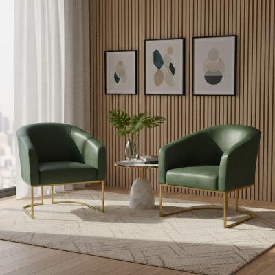 Poltrona Sala Decorativa Kit 2 Stella Base Industrial Sintético Pu Verde D03