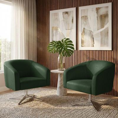 Poltrona Giratória Kit 2 Stella Sala Decorativa Sintético Pu Verde D03 D Rossi