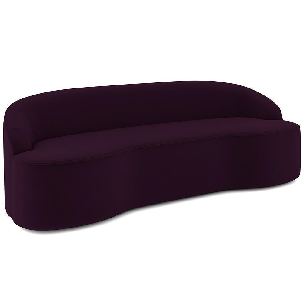 Sofá 4 Lugares Curvo Sala De Estar Living Lótus D02 Veludo Roxo 260 Cm C-292 - 1