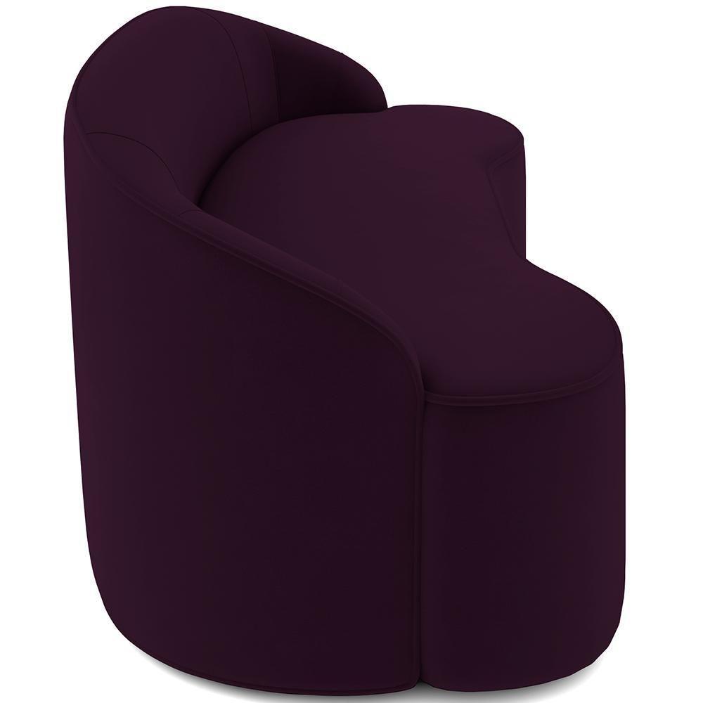 Sofá 4 Lugares Curvo Sala De Estar Living Lótus D02 Veludo Roxo 260 Cm C-292 - 2