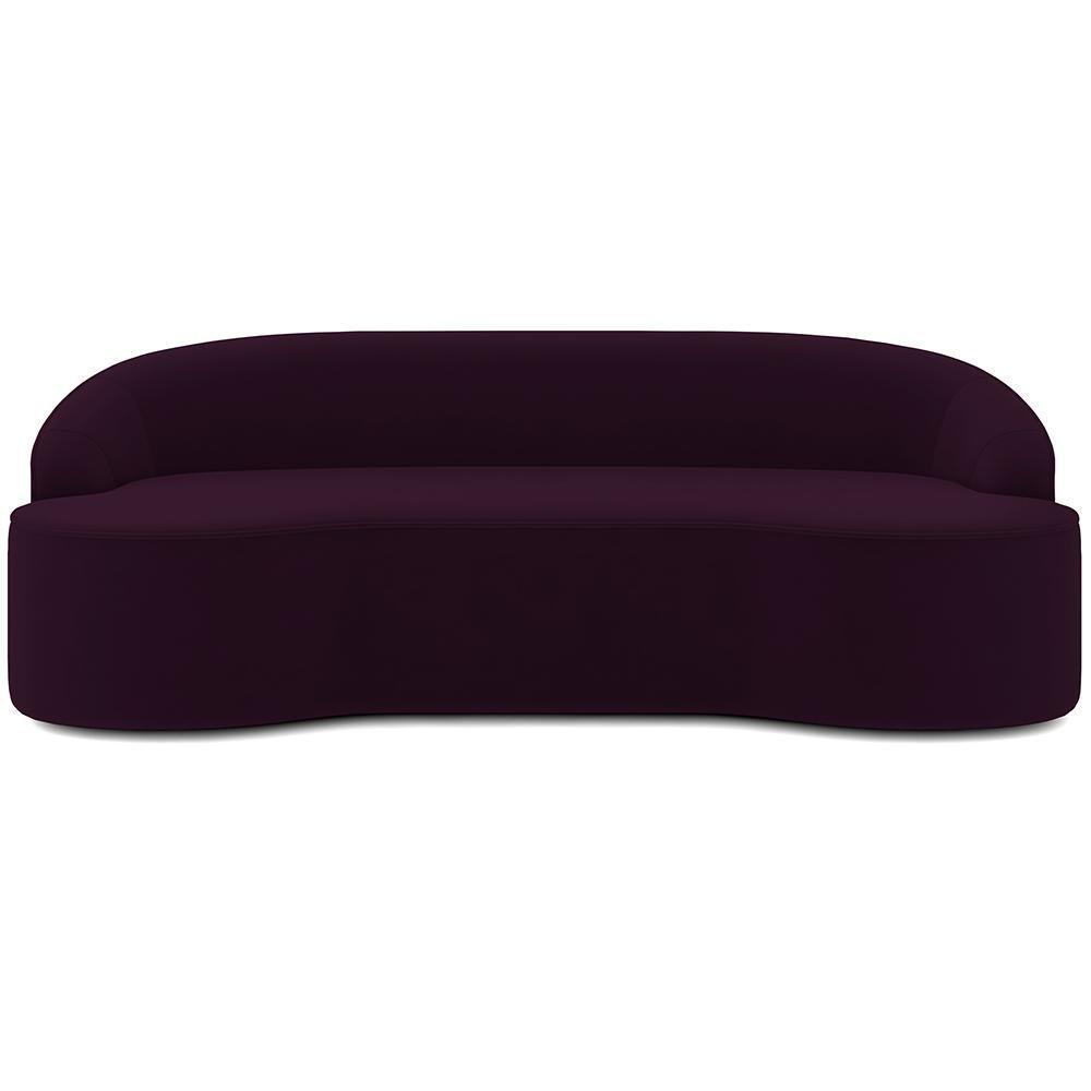 Sofá 4 Lugares Curvo Sala De Estar Living Lótus D02 Veludo Roxo 260 Cm C-292 - 7