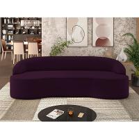 Sofá 4 Lugares Curvo Sala De Estar Living Lótus D02 Veludo Roxo 260 Cm C-292 - 3