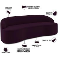 Sofá 4 Lugares Curvo Sala De Estar Living Lótus D02 Veludo Roxo 260 Cm C-292 - 5