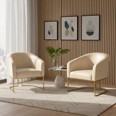 Poltrona Sala Decorativa Kit 2 Stella Base Industrial Sintético Pu Bege D03 D'Rossi