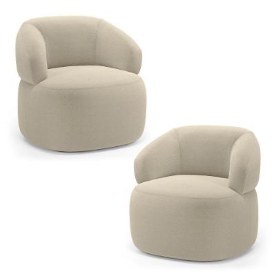 Kit 2 Poltronas Orgânicas Giratórias Glee Living Bouclê Bege Abmaza
