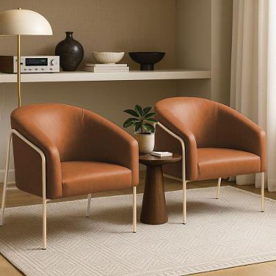 Kit 2 Poltronas Sala Decorativa Stella Base Alta Sintético Pu Whisky D03 Champanhe D'Rossi