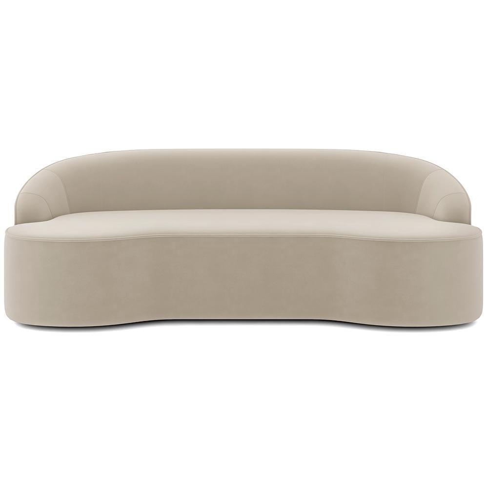 Sofá 4 Lugares Curvo Sala De Estar Living Lótus D02 Veludo Bege 260 Cm C-309 - 5