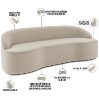 Sofá 4 Lugares Curvo Sala De Estar Living Lótus D02 Veludo Bege 260 Cm C-309