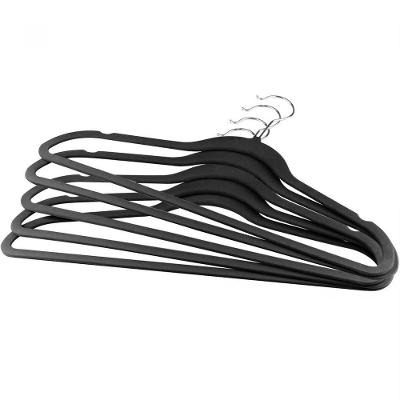 Conjunto 5 Cabides Lyor Plástico Aveludado 41,5x0,55x22cm Preto