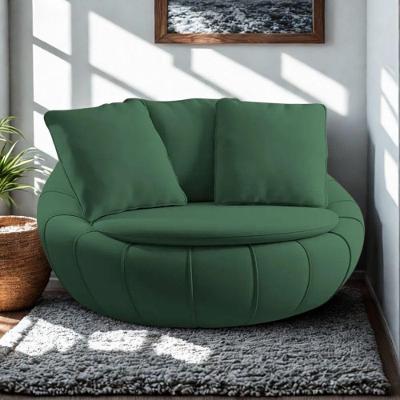 Poltrona Giratória Almofadas Luxo Reforçada Veludo Verde Divani