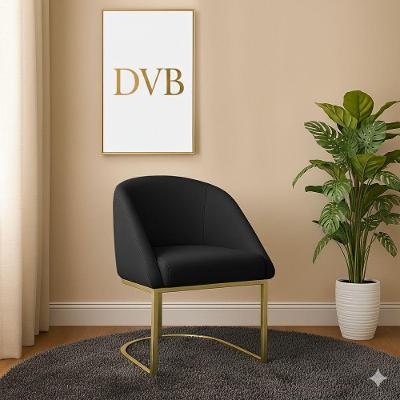 Poltrona Lua Decorativa Giratória em Veludo Preto para Quarto