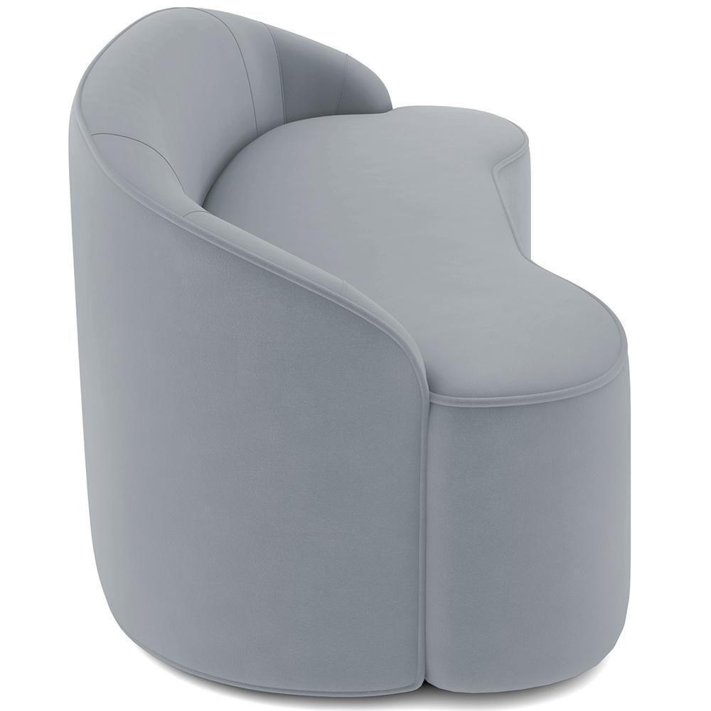 Sofá 4 Lugares Curvo Sala De Estar Living Lótus D02 Veludo Cinza 230 Cm C-317 - 5