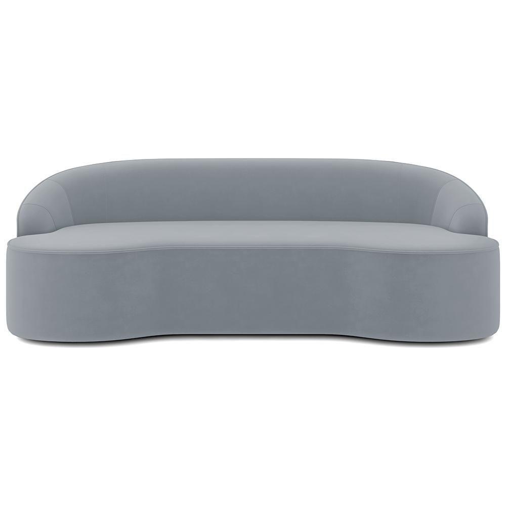 Sofá 4 Lugares Curvo Sala De Estar Living Lótus D02 Veludo Cinza 230 Cm C-317 - 7