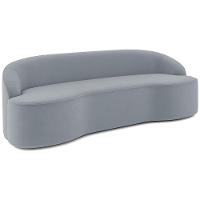 Sofá 4 Lugares Curvo Sala De Estar Living Lótus D02 Veludo Cinza 230 Cm C-317 - 1