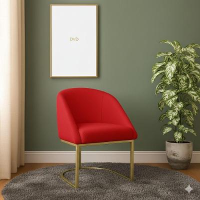 Poltrona Lua Decorativa para Penteadeira em Veludo Confortável Vermelho para Cantinho de Autocuidado