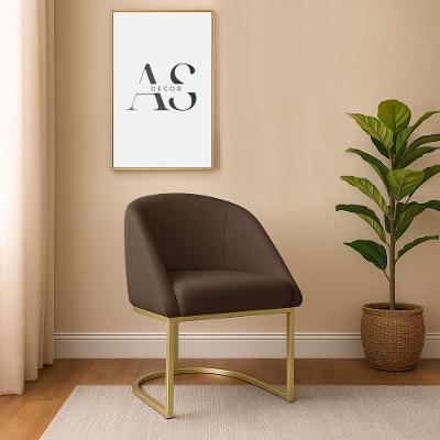 Poltrona Lua Decorativa para Quarto com Tecido Veludo Marrom