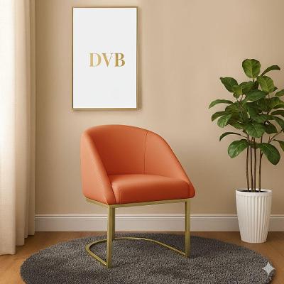 Poltrona Lua Decorativa para Quarto em Veludo com Encosto Curvo Confortável Terracota