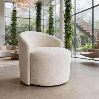 Poltrona Orgânica Redonda Para Sala Lara Confortável Tecido Boucle Cor Bege