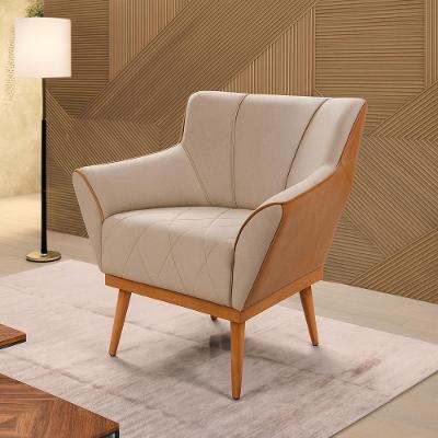 Poltrona Decorativa Yasmin Funcionalidade Moderna Linho Bege Império Estofados