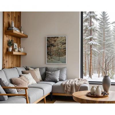 Quadro Decorativo Bosque Congelado Retangular 70x50CM com Vidro Preto