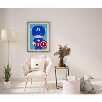 Quadro Infantil Decorativo Baby Capitão América Retangular 20 X 30 Branco