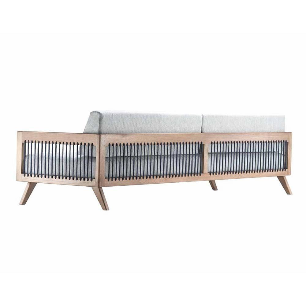 Sofá 4 Lugares Saibi Ozki 240Cm Poliéster Cinza Madeira Eucalipto Cedro Corda Náutica Plana Duna - 7