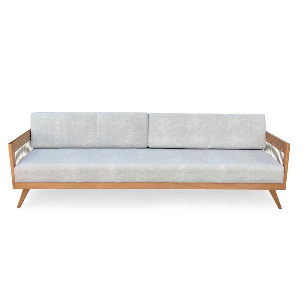 Sofá 4 Lugares Saibi Ozki 240Cm Poliéster Cinza Madeira Eucalipto Cedro Corda Náutica Plana Poliéste - 8