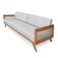 Sofá 4 Lugares Saibi Ozki 240Cm Poliéster Cinza Madeira Eucalipto Cedro Corda Náutica Plana Poliéste - 1