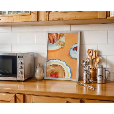 Quadro Decorativo Café da Manhã em Paris Retangular 50x70CM Branco