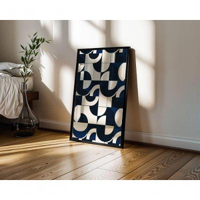 Quadro Decorativo Bauhaus 9 Abstrato Geométrico Retangular 60 X 90 Amadeirado