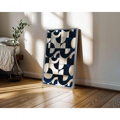 Quadro Decorativo Bauhaus 9 Abstrato Geométrico Retangular 60 X 90 Madeira