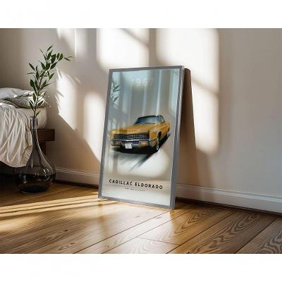 Quadro Decorativo Cadillac Eldorado Retrô Vintage Retangular 50x70 Branco