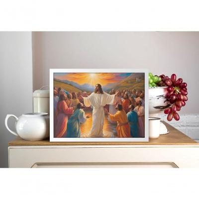 Quadro Religioso a Presença do Salvador Retangular 70x50CM Branco