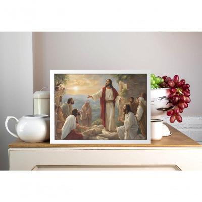 Quadro Religioso a Jornada do Salvador Retangular 70x50CM Branco
