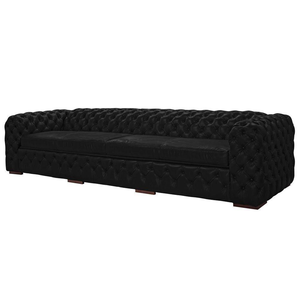 Sofá 4 Lugares Astúria 280cm Couro Natural Preto Fosco - 5