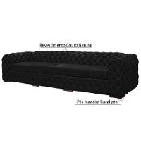 Sofá 4 Lugares Astúria 280cm Couro Natural Preto Fosco - 7