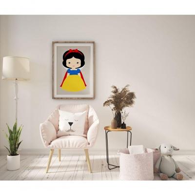 Quadro Infantil Baby Branca de Neve Retangular 30 X 40 com Moldura Tipo Caixa Preto