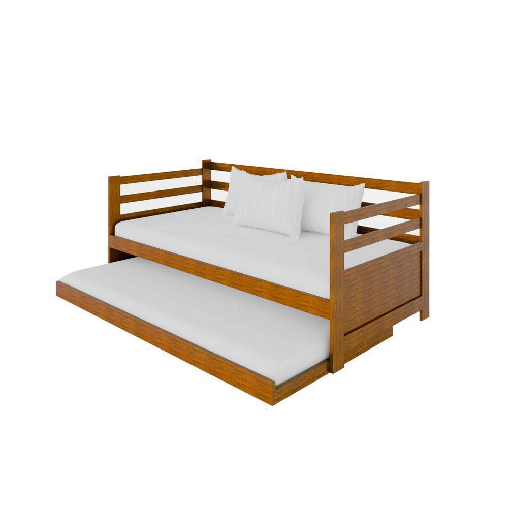 Sofá Cama Em Madeira Maciça + 2 Colchões Enjoy Rustico - Imbuia - Cor: Marrom - 5