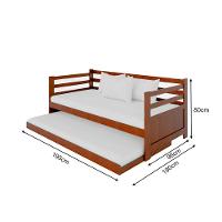 Sofá Cama Em Madeira Maciça + 2 Colchões Enjoy Rustico - Castanho - Cor: Marrom - 3