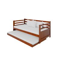 Sofá Cama Em Madeira Maciça + 2 Colchões Enjoy Rustico - Castanho - Cor: Marrom - 5