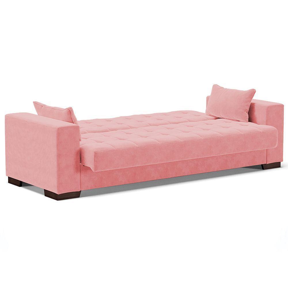 Sofá Cama Decorativo 210Cm Beesley Suede Rose - Gran Belo - 3