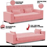 Sofá Cama Decorativo 210Cm Beesley Suede Rose - Gran Belo - 6
