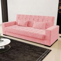Sofá Cama Decorativo 210Cm Beesley Suede Rose - Gran Belo - 8