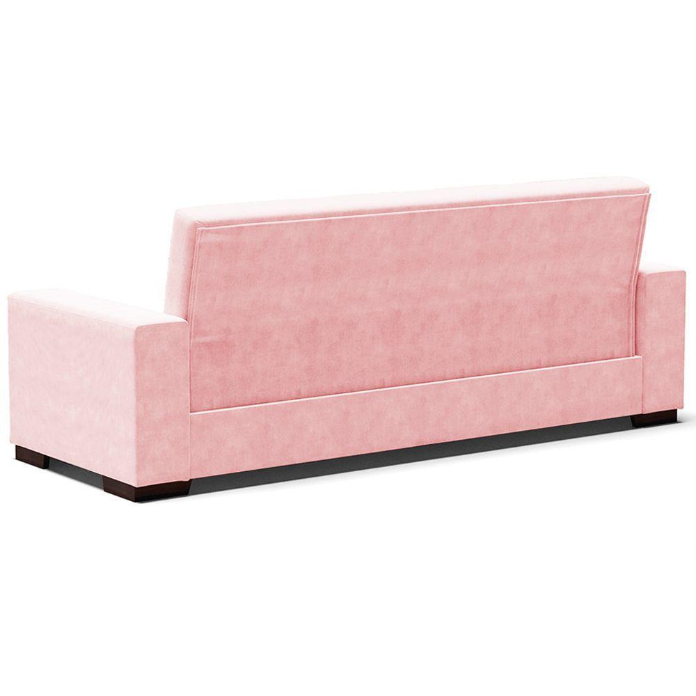 Sofá Cama Decorativo 210Cm Beesley Suede Rosa - Gran Belo - 6