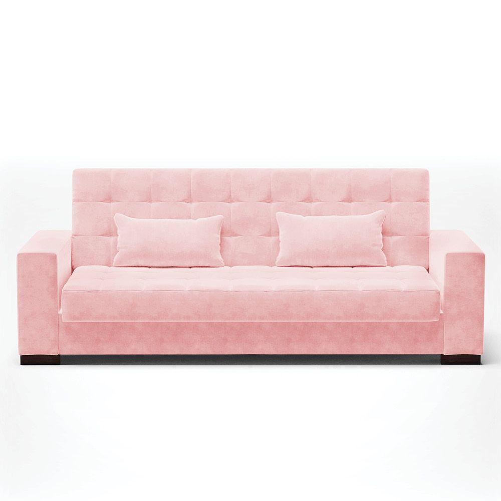 Sofá Cama Decorativo 210Cm Beesley Suede Rosa - Gran Belo - 8